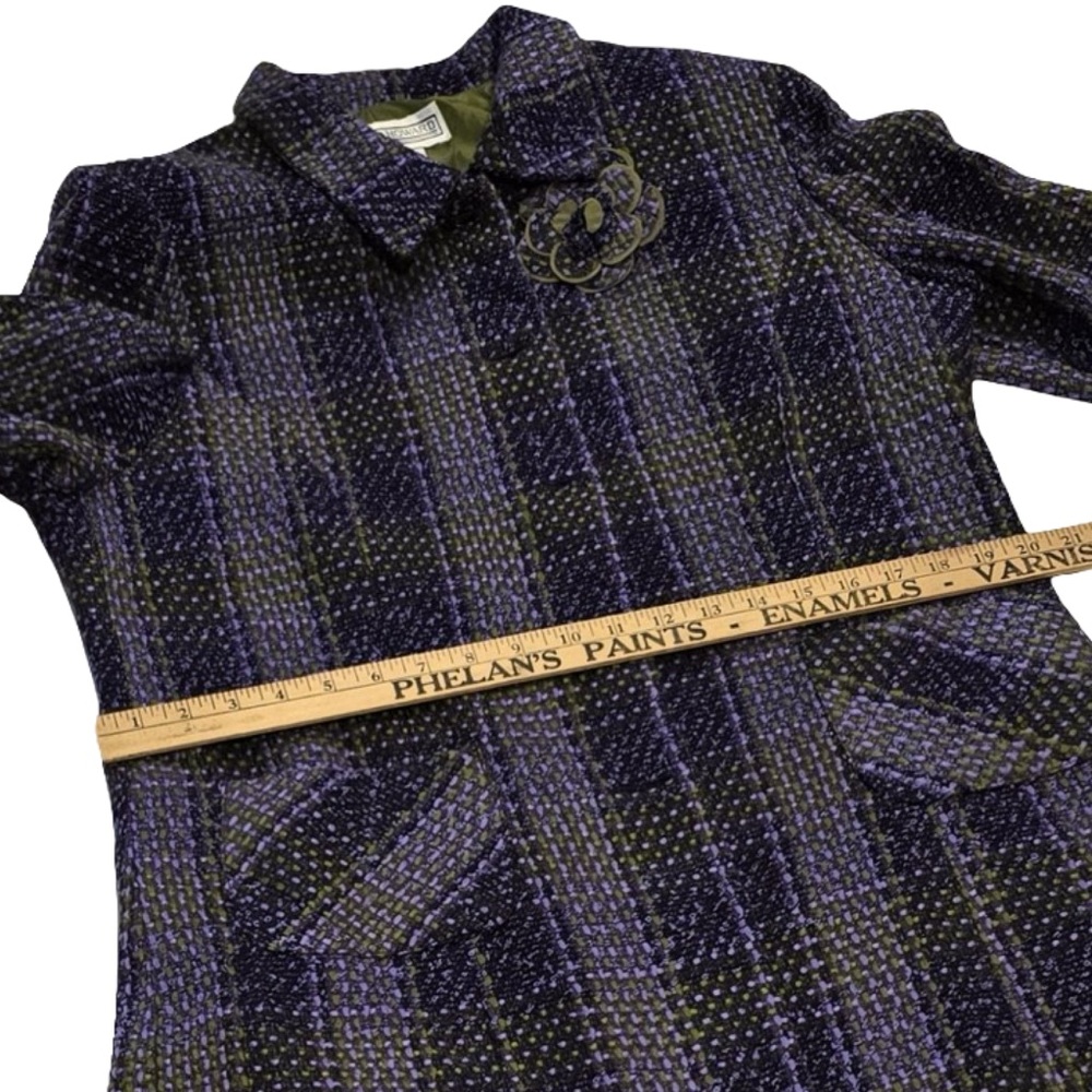 Jessica Howard Size 14 2-Piece Tweed Dress Jacket Set Purple Green Plaid Vintage - Picture 11 of 11